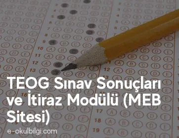 TEOG Sınav Sonuçları ve İtiraz Modülü (MEB Sitesi)