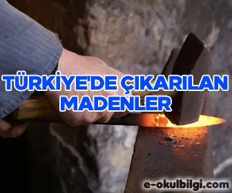 Türkiye'de çıkarılan madenler ve madenlerin çıkarıldıkları yerler